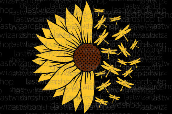 Half Sunflower with Dragonfly Svg Review